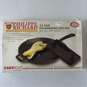 Black Cast Iron Grill Pan with Press